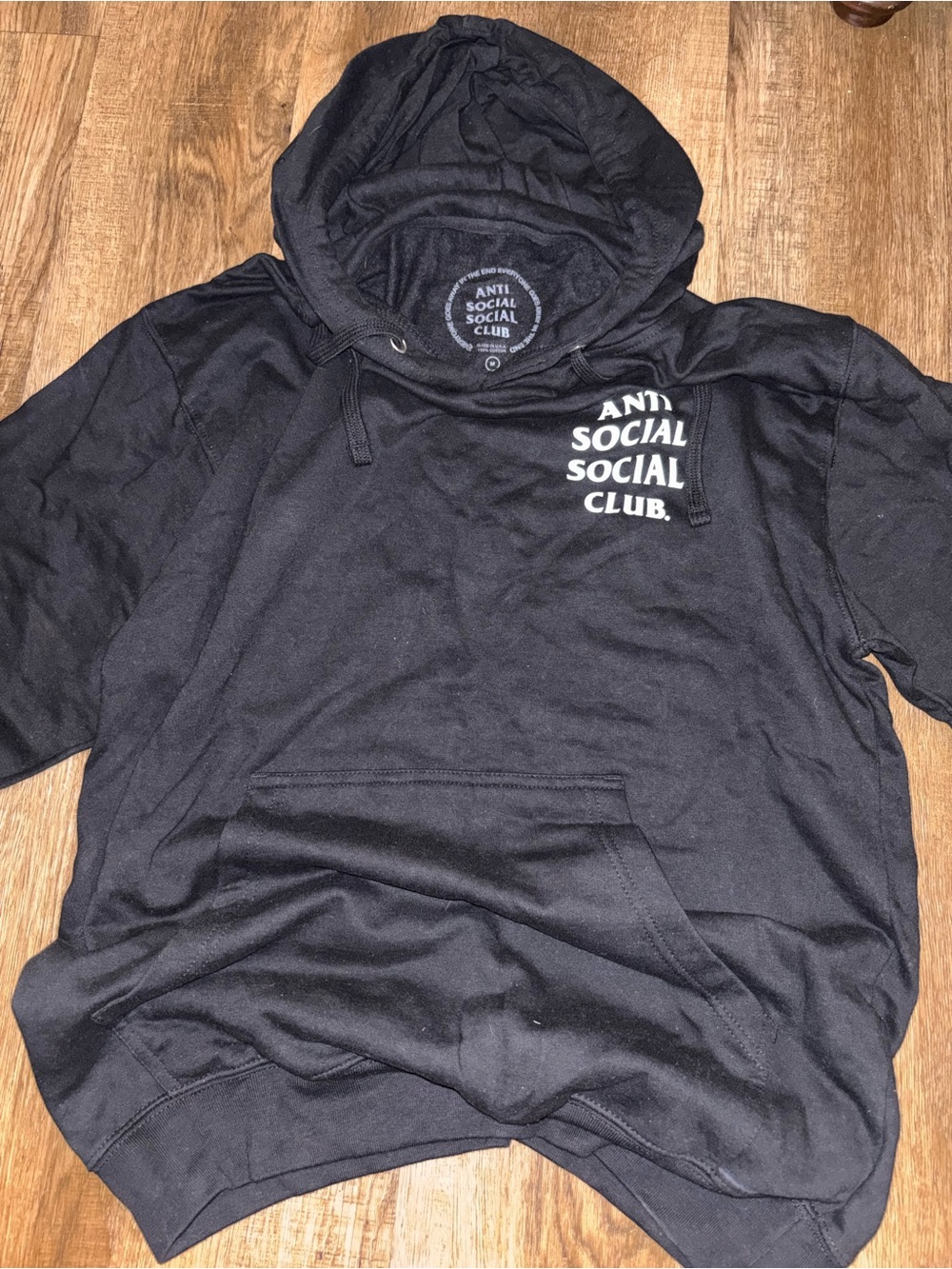 Anti Social Social Club Black Pullover Hoodie with White Logo